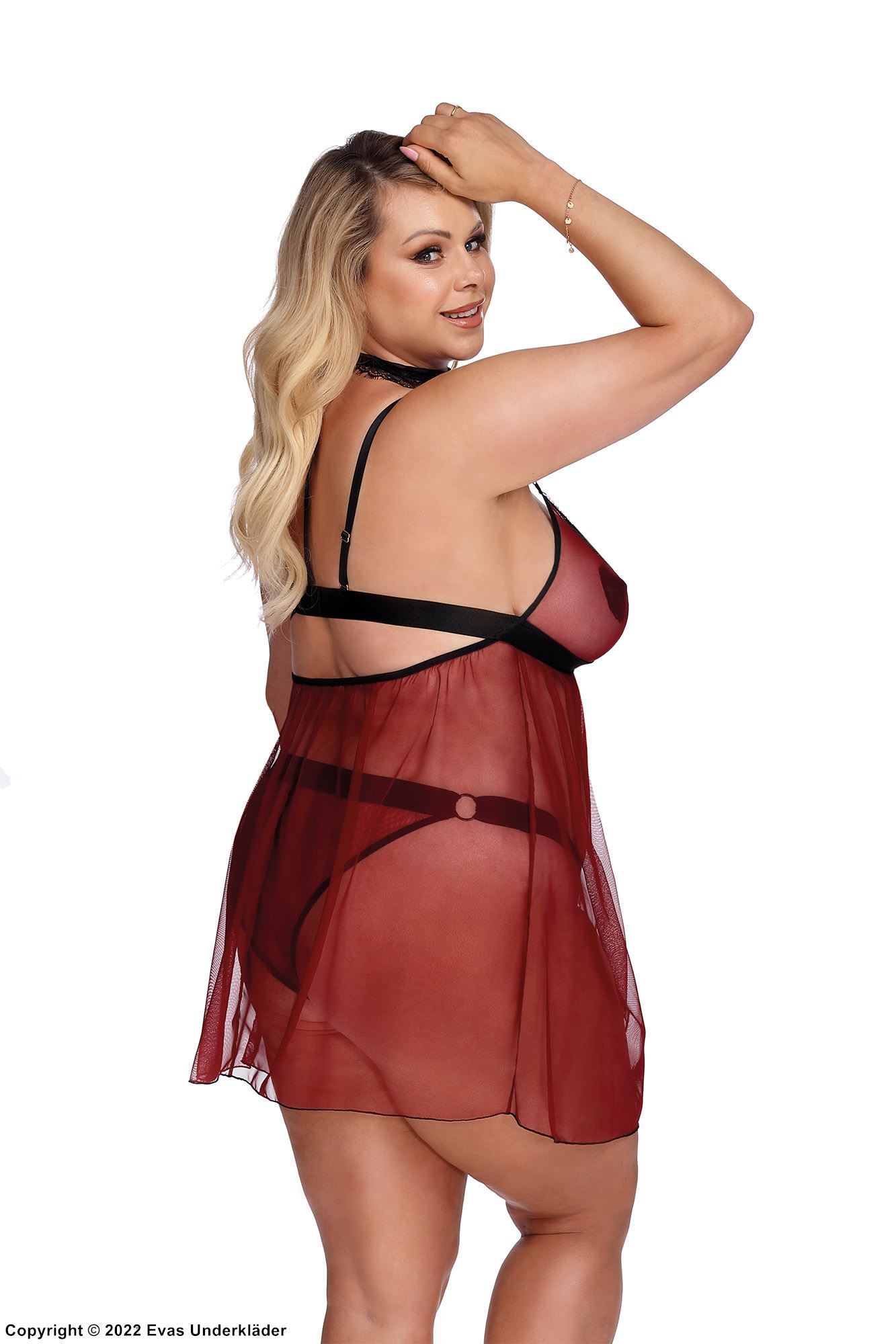 Romantische Cheeky-Höschen, Tüll, Spitzeneinlagen, durchsichtige Rückseite, Plus Size